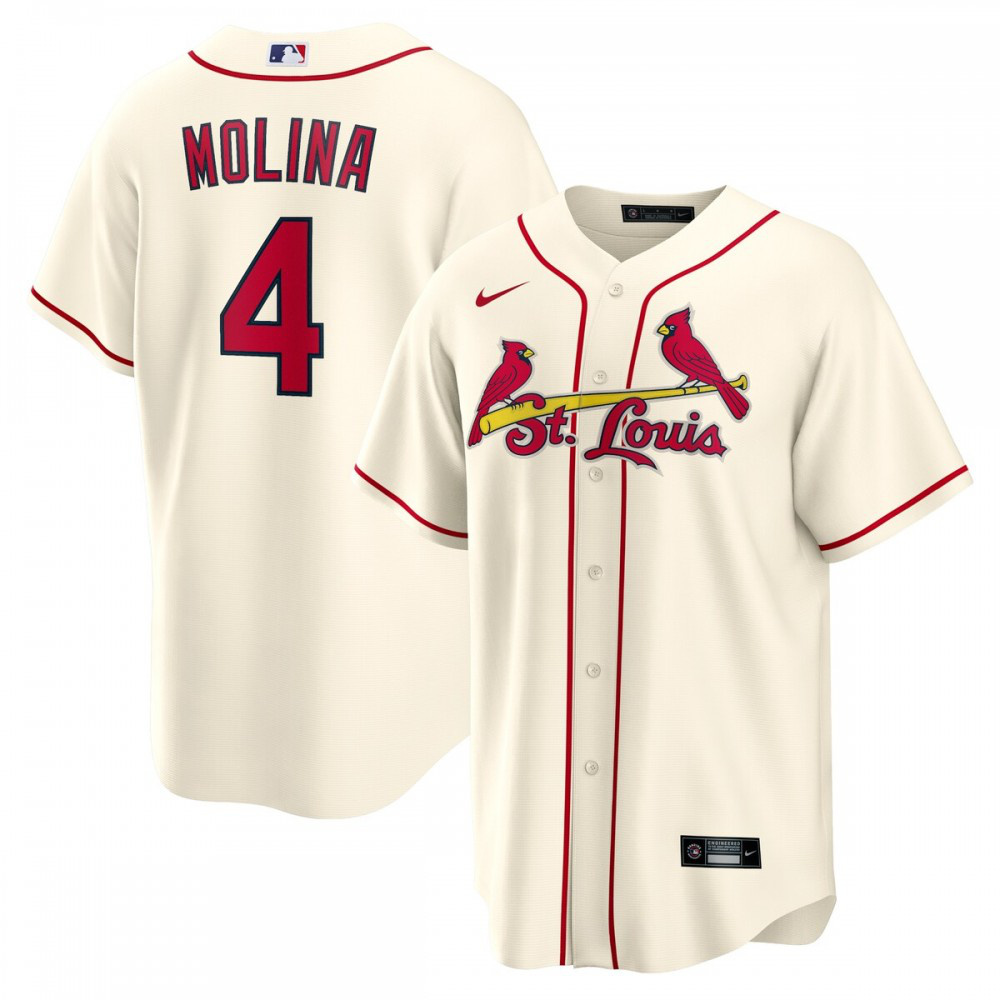 Yadier Molina St. Louis Cardinals Alternate Replica Player Name Jersey - Cream-Pro Kit Vault | Brand New 26/27 Sports Jerseys